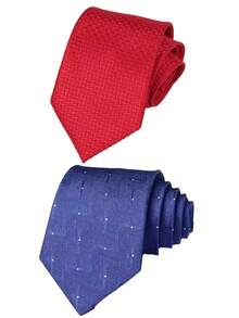 1/3pcs Men's Business Striped Tie Set, Wavy Pattern Tie, Red Tie, Suitable For Daily Wear, Wedding, Party, Cocktail, Banquet - Multicolor - View 6
