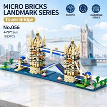 YZ City Architecture Tower Bridge Miniatur Blok Bangunan Set Perakitan Berlian Landmark Terkenal Dunia Model Bangunan Ikonik 1833 Potongan - MultiWarna - View 1
