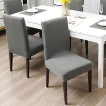 8pcs Stretch Dining Chair Covers, Elastic Polyester Spandex Slipcovers, Removable Machine Washable Chair Protectors, Universal Fit For Home, Kitchen, Party & Restaurant - Light Grey - View 4