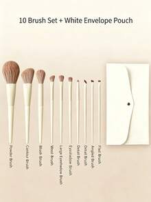 5/7/10/12pcs Makeup Brush Set Eyeshadow Brush Blade Brush Sickle Eyeliner Brush Powder Brush Makeup Tools Suitable For Beginners And Makeup Enthusiasts - Beige - View 10