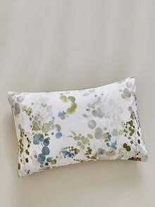1pc Green Watercolor Plant Print Pillowcase, Simple Fresh Pastoral Style Polyester Decorative Cushion Cover For Sofa, Suitable For All Seasons, Machine Washable, No Filling - Green - View 1