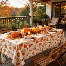 3 Pieces1-Piece Autumn Thanksgiving Tablecloth Disposable Autumn Leaves Tablecloth 54"X108" Pumpkin Rectangular Tablecloth Thanksgiving Party Decoration For Dining Table And Kitchen - Multicolor - View 4