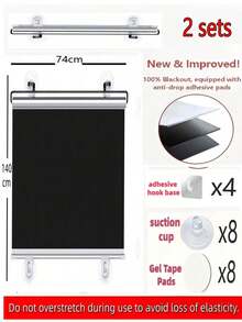 No-Drill Wall-Mounted Blackout Curtains, Suction Cup/Adhesive Fixing, Suitable For Rental Homes And Home Use, Effective Sunshade, Create Comfortable Environment - Full Shading - View 15