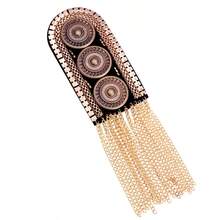 1pc Bronze Round Disc Tassel Shoulder Epaulette, Gold Chain Tassel Military Style Shoulder Decoration For Suit Stage Performance Costume,Halloween - Gold - View 3