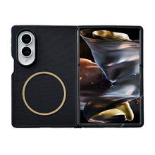 keshengtai PU Leather Rhombus Pattern Magnetic Phone Case, Supports Wireless Charging, Hard PC Backplate Protective Phone Cover, Compatible With Samsung Galaxy Z Fold 8, Z Fold 8 Ultra, Z Fold 7, Z Fold 6, Z Fold 5 - Black - View 3