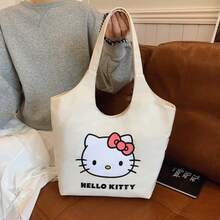 1Pc Sanrio Official Large Capacity Tote Bag, Soft Casual Shoulder Bag With Cute Print, Lightweight Travel Storage Organizer For Daily Use, Portable Handbag For Women Girls - View 11