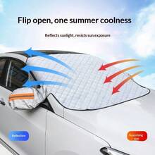 Car Windshield Cover, Thickened Half Cover Car Cover With Magnetic Aluminum Film For Frost And Snow Protection, Suitable For Winter Frost Protection, Indoor/Outdoor Use - Silver - View 5