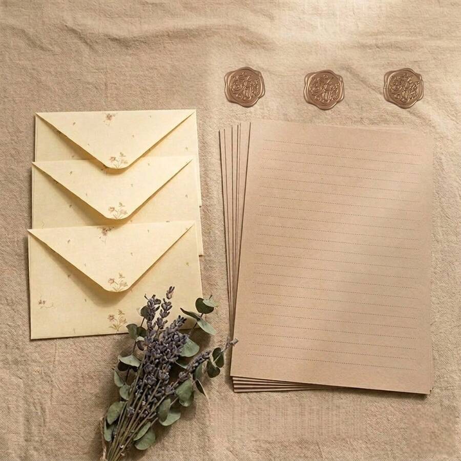 16PCS Cottagecore Floral Stationery Set, Aesthetic Vintage Letter Paper & Envelopes Kit, Fairycore Romantic Flower Writing Pad For Penpal, Journaling & Love Confessions - A - View 1