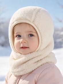 New Autumn And Winter Children's Pullover Hat, Versatile, Solid Color With Fleece Insulation, Cold Proof Hat, Scarf One-Piece Hat - Multicolor - View 7