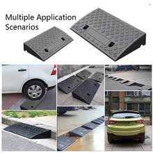 2Pcs PE Threshold Ramp, Lightweight Portable Non‑Slip Curbside Ramp, Durable Driveway & Shed Access Ramp For Mobility Scooters, Cars, Bikes And Heavy Equipment, Ideal For UK Home & Garden Use - 50*27*11 Black, 2 Pieces With Gloves - View 10
