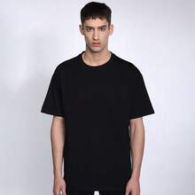 Logeqi® Camiseta de Hombre Oversize de Color Negra y Blanca ,Sudadera Casual de Manga Corta de100% Puro Algodón para Salidas y Streetwear - Negro - Ver 9