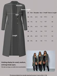 Plus Size Women's Elegant Solid Color Minimalist Long Cardigan, Versatile Black Jacket For Spring, Summer & Autumn - Grey - View 5