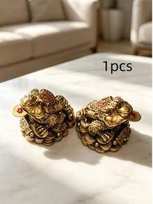 Wealth-Attracting Toad Figurine, Chinese Style Resin Three-Legged Toad Decor, Frog Ornament For Home And Office, Symbolizing Wealth And Prosperity - Multicolor - View 10