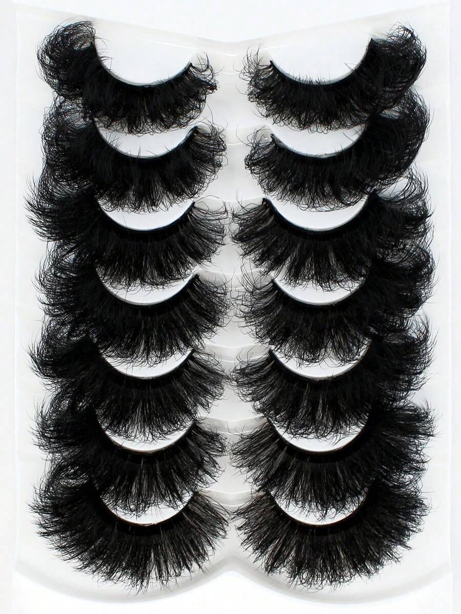 5 Pairs Fluffy, Natural Soft, Thick 9D Faux Mink Eyelashes - Instantly Enhance Your Look! - Black - View 1