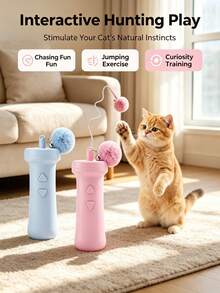 Electric Telescopic Cat Teaser Toy With Automatic Retractable String, Interactive Cat Toy, Automatic Retractable Cat Fishing Rod, Pet Toy - View 4