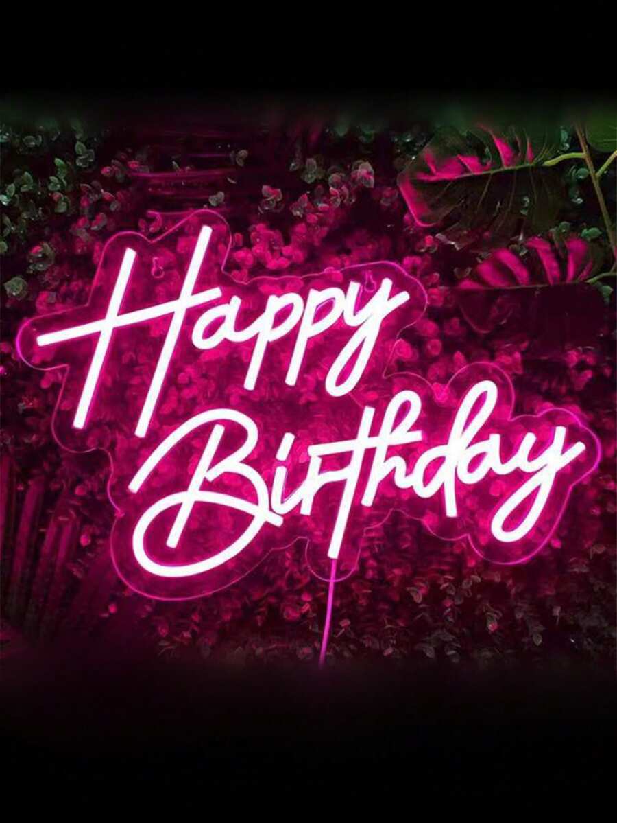 1-Piece Happy Birthday LED Neon Light With USB Power Cable, Clear Acrylic Cursive Letter Sign With Bright Cool White Glow For Kids' And Adult Birthday Parties, Event Backdrop, Cake Table, Bedroom And Celebration Gift - Multi-color light - View 1