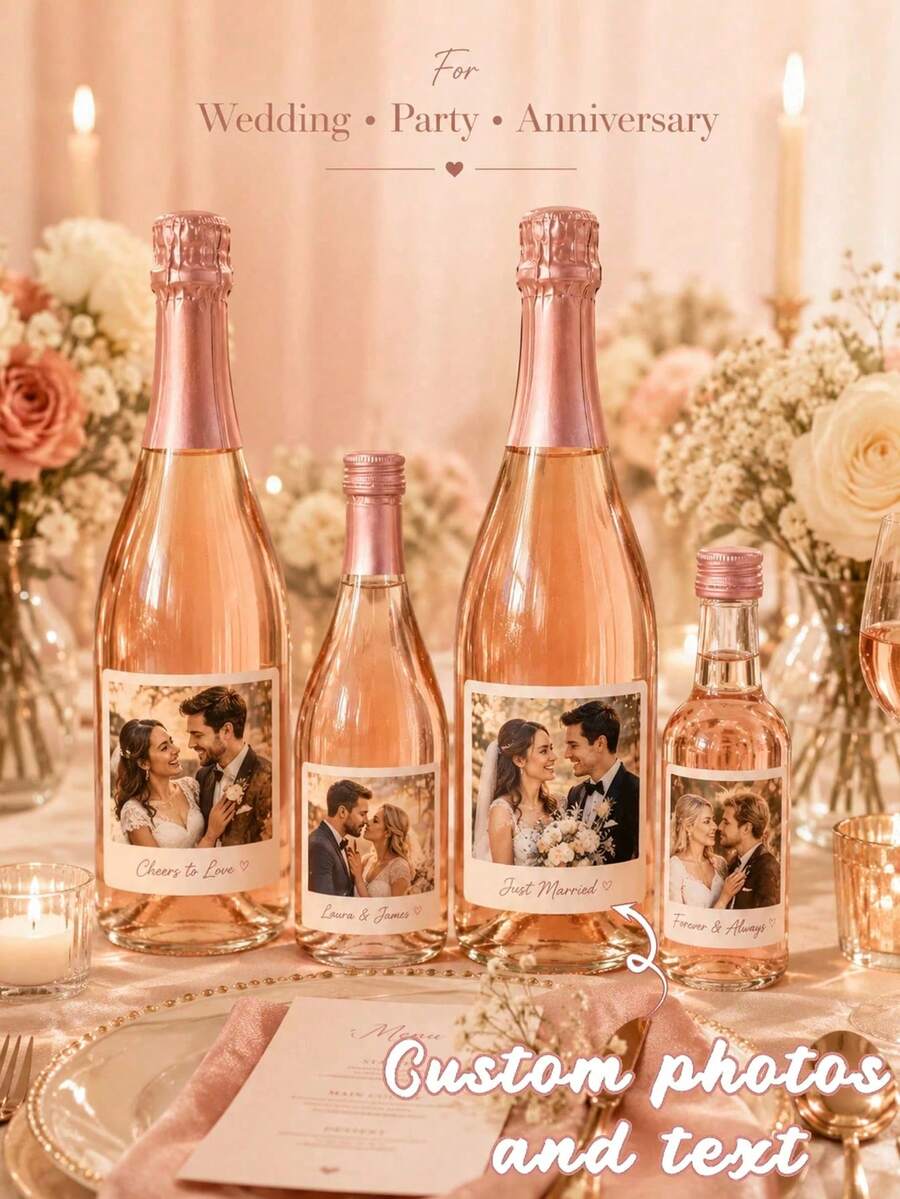1-10pcs Customized Wine Bottle Labels, Personalized DIY Wine Bottle Stickers, Designed Based On Birthday Celebrant - Multicolor - View 1