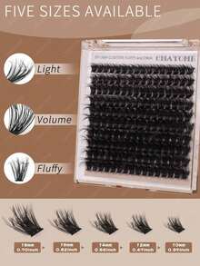 160/180/200pcs D-Curl Single Lash Extensions, Long-Lasting, Lightweight & Long, Suitable For Home DIY Beginners, Portable Travel Pack, Soft & Voluminous, Mixed Design, Enhances Eyes, Easy To Use, Perfect For Stage/Daily/Cosplay/Photography/DIY Eye Makeup - D - View 6