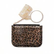 Leopard Print Multi-Slot Mini Wallet PU Zipper Coin Purse With Chain, Comb And Mirror, Can Be Attached To Bag - Multicolor - View 16