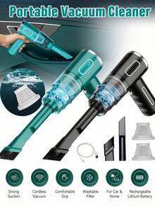 Wireless Home Vacuum Cleaner, Suitable For Home Cleaning, Car Cleaning, Pet Hair Removal, Multi-Functional Portable Mini Handheld Car Vacuum Cleaner, Suitable For Multiple Scenarios, And Includes Multiple Accessories. - Multicolor - View 2