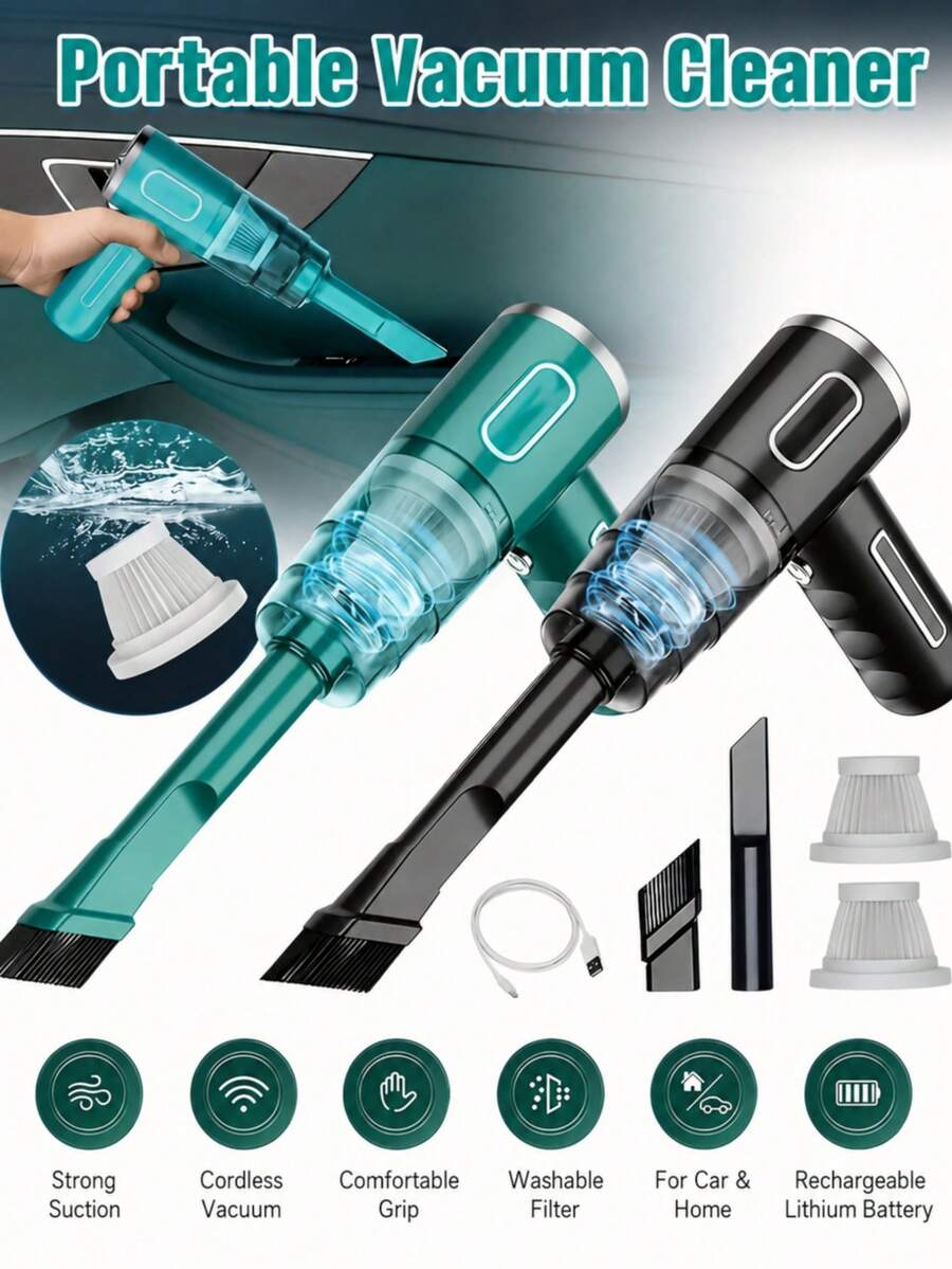 Wireless Home Vacuum Cleaner, Suitable For Home Cleaning, Car Cleaning, Pet Hair Removal, Multi-Functional Portable Mini Handheld Car Vacuum Cleaner, Suitable For Multiple Scenarios, And Includes Multiple Accessories.