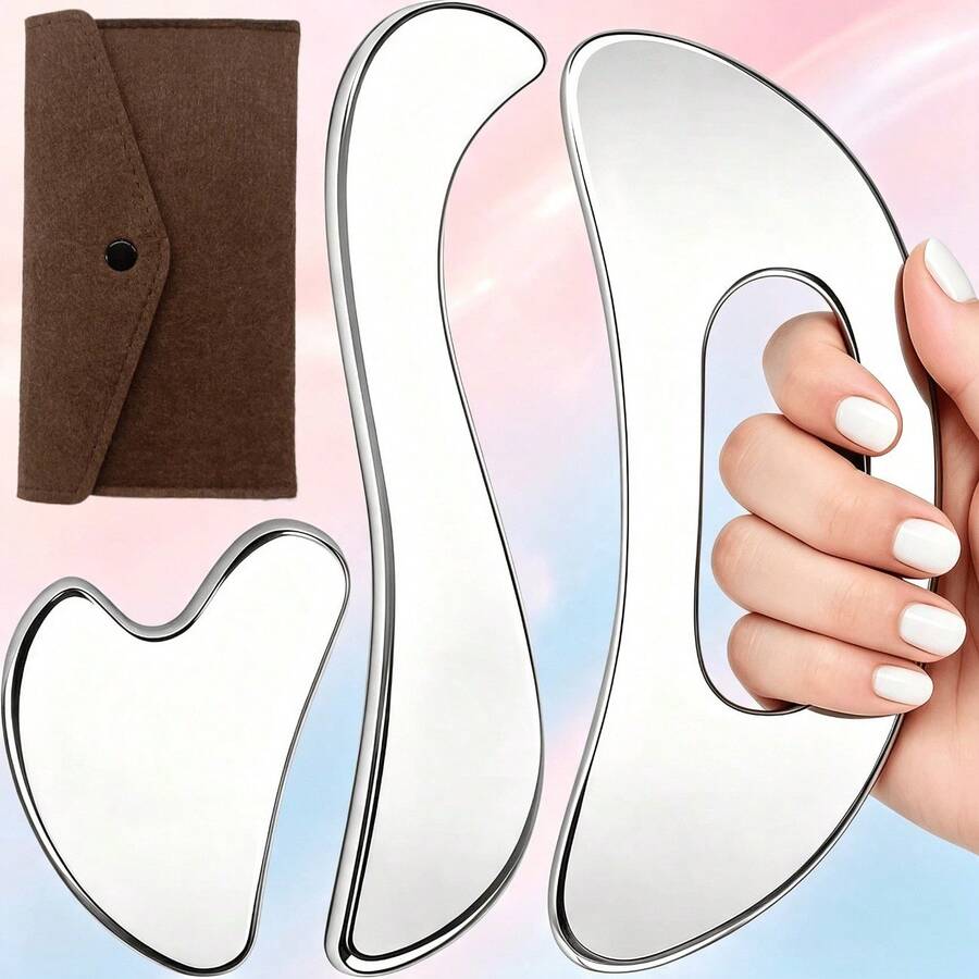 2‑4‑Piece Stainless Steel Gua Sha Scraping Tool Set, Manual Body Massage Tool - Multicolor - View 1