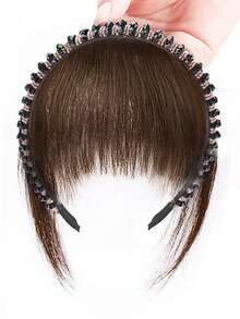 Headband With Integrated Bangs, Faux Hair With Rhinestones, Air Bangs Hairpiece To Cover White Hair On Forehead, Hairband Bangs Wig - Multicolor - View 12