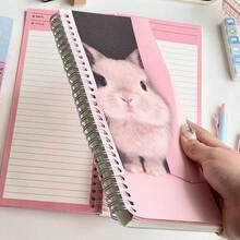 Cute Korean Style Rabbit Spiral Notebook, Pink Slim Long Lined Diary, DIY Handmade Daily Planner, Suitable For Students - Multicolor - View 5