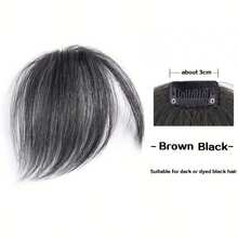 Synthetic Slanted Bangs Short Brown Black Fake Hair Fringe Extension Clip In Hairpieces Accessories For Women Girl, Halloween - Multicolor - View 13