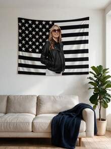 1pc Customized American Background Tapestry Flag, Personalized American Flag Design With Photo, Wall Decor For Dorm, Living Room, Bedroom, Fun Christmas Gift, Easy To Hang - Multicolor - View 6