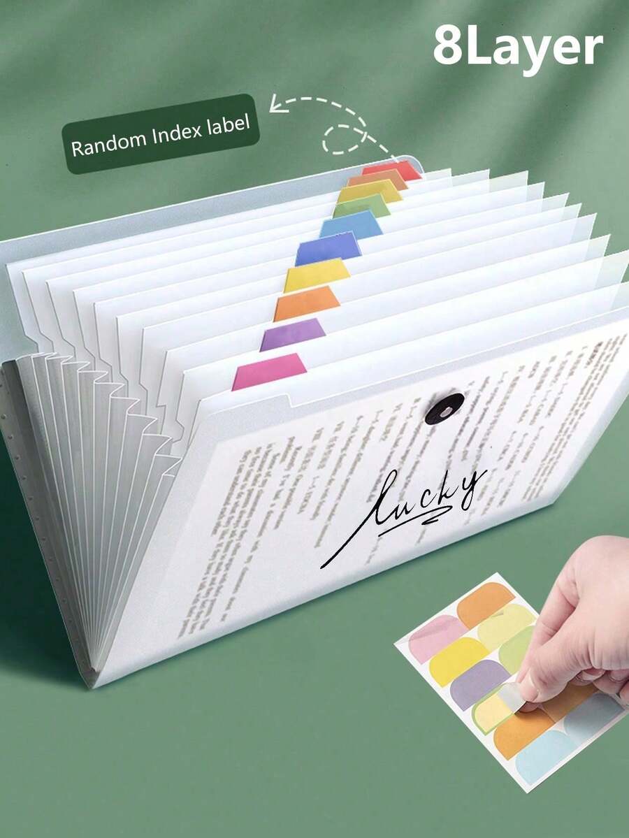 1 buah Map 12 Kantong dengan Stiker Indeks Acak, Kapasitas Penyimpanan Besar untuk Kertas Ujian dan Dokumen, Fleksibel dan Tahan Lama, Cocok untuk Persiapan Ujian Siswa dan Pengorganisasian Dokumen Kantor, Perlengkapan Penting untuk Kembali ke Sekolah - A - View 1