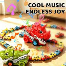 Remote Control Dinosaur Toy Car With Mini Car Swallowing Feature, Magnetic Train, Music RC Truck, Children's Toy - Multicolor - View 7