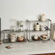Stainless Steel Multi-Functional Storage Rack - Versatile Storage Shelf For Coffee Cups, Jewelry, Keys, Glasses, Perfume, Cosmetics, And Sundries - 2 Or 3 Tier Display Stand For Bedroom, Living Room, Bathroom, Entryway, Kitchen - Suitable For Home - Silver - View 3