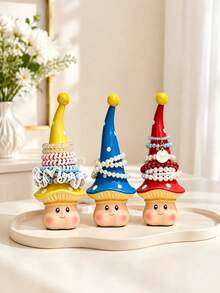 Cute Mushroom Fairy Hair Clip Storage Rack - Creative Desktop Jewelry Organizer - Hair Clip & Headpiece Display Stand - Multi-Functional Ring And Bracelet Storage Decor - Multicolor - View 2