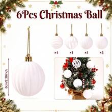 6pcs White Velvet Christmas Tree Hanging Ornaments, Merry Christmas Decorative Balls, White Christmas Ball Hanging Ornaments, Christmas Home Decor, Christmas Balls, Christmas Hanging Decorations, Fireplace Decor, Christmas Gifts, Christmas Tree Decorations, Christmas Party Supplies, Indoor & Outdoor Decor - White - View 10