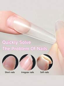 UR SUGAR 240Pcs Long Pre‑Shaped Full‑Cover False Nail Tips, 12 Sizes Acrylic Soak‑Off Nail Extension Tips, Multi‑Size Press‑On Manicure Supplies For Home DIY & Professional Salon - Clear - View 4