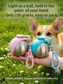 Customizable Portable Water Bottle For Pets, Can Customize Pet Photo And Name, 304 Stainless Steel Hook Spherical Design, Foldable Refillable Water Dispenser, Suitable For Hiking Camping, Portable Travel Small Water Bottle - Multicolor - View 9
