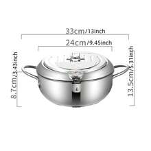 1PC Deep Fryer, 304 Stainless Steel With Lid, Temperature Control And Oil Drip Rack, Used For Frying French Fries And Chicken, Christmas And New Year Gifts - View 4