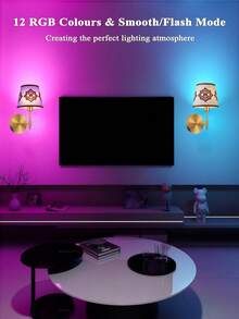 Lampu Dinding Bertenaga Baterai: Set 2pcs/1pc Lampu Dinding Nirkabel dengan Bohlam 2000mAh yang Dapat Diredupkan dan Remote Control untuk Kamar Tidur - Lampu Dinding Isi Ulang 15 Warna Emas, Cocok untuk Kamar Tidur, Ruang Tamu, dan Lorong - Tiga warna + 12 RGB - View 5