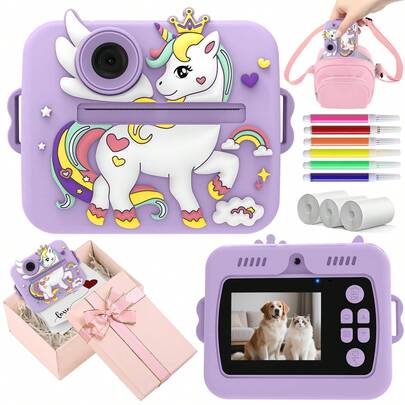 Instant Print Camera, Instant Photo Camera With 8x Zoom 1080P Video, 1200mAh Battery, Multiple Effects High Definition Photography, Suitable As A Leisure Camera, Built-In Entertainment Mini Games, Perfect For Travel, Family Photos And Outdoor Activities, Best Gift For Holidays And Special Occasions (Christmas, Birthday, New Year)