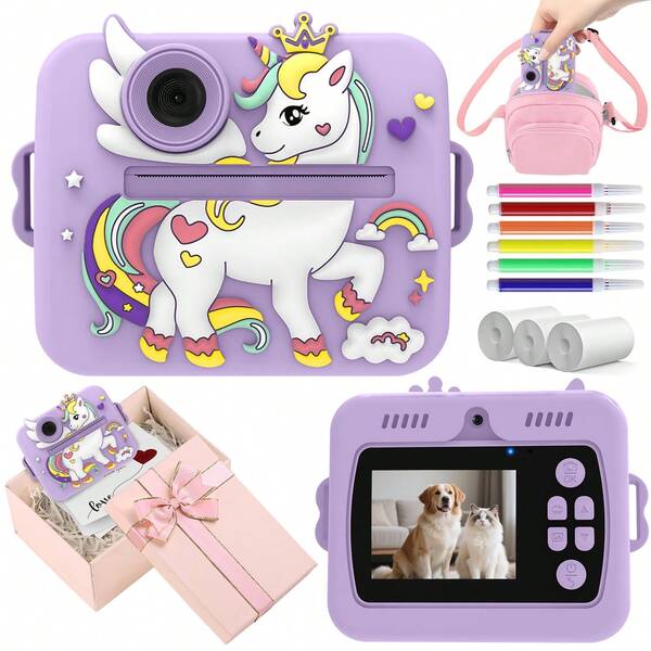 Instant Print Camera, Instant Photo Camera With 8x Zoom 1080P Video, 1200mAh Battery, Multiple Effects High Definition Photography, Suitable As A Leisure Camera, Built-In Entertainment Mini Games, Perfect For Travel, Family Photos And Outdoor Activities, Best Gift For Holidays And Special Occasions (Christmas, Birthday, New Year)