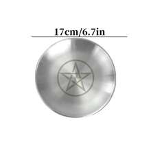Pentagram Stainless Steel Metal Altar Tray, Spiritual Ritual Energy Storage Tray, Crystal Raw Stone Aromatherapy Candle Display Base, Gothic Mystical Style Desktop Decor Dish, Midsummer Samhain Winter Solstice Spring Equinox Festival Altar Arrangement Ornament, Multi-Functional Fragrance Storage Tray - View 11