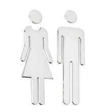 2pcs WC Wall Stickers Toilet Signs Bathroom Door Plaques Mirror Gender Door Signs Wall Decor Accessories Best Gift Birthday Graduation - Multicolor - View 1