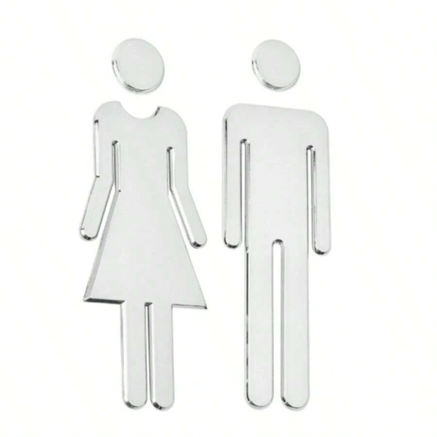 2pcs WC Wall Stickers Toilet Signs Bathroom Door Plaques Mirror Gender Door Signs Wall Decor Accessories Best Gift Birthday Graduation - Multicolor - View 1