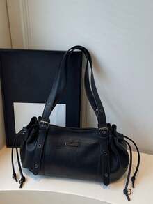 Tas Tote Lipat Retro Nicekee Kapasitas Besar dengan Tali Bahu Berdesain Berpori, Cocok untuk Wanita Saat Bepergian, Kencan, dan Menonjolkan Kepribadiannya - Hitam - View 8