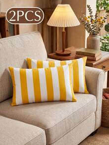 1/2pcs Striped Pattern Pillowcase (No Filling), Cushion Cover, Decorative Pillowcase, Single-Sided Print, Multi-Functional, Breathable, Anti-Pilling, Comfortable, Machine Washable, Suitable For Sofa And Car Pillows, Room Decor, Autumn Decor, Home Decor, Autumn Decor - Multicolor - View 18