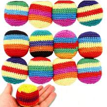 1 buah Kantung Pasir Tenun Buatan Tangan (Model Acak) Hacky Sack untuk Dewasa, Mainan Bola Kantung Pasir Berisi Butiran, Berbagai Model yang Serasi - MultiWarna - View 6