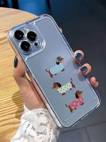 1件太空3隻臘腸狗圖案極簡個性化TPU防震全包手機殼，適用於Apple 17 16 15 14 13 12 11 Pro Max Air及系列 - 彩色 - 查看 2
