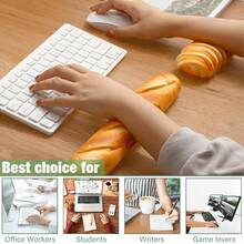 2pcs Cute Bread Shaped Wrist Rest Set, Soft Cushioning Keyboard Mouse Support, Ergonomic Wrist Pad, Suitable For Office, Gaming And Daily Use - One Size Fits All - View 3
