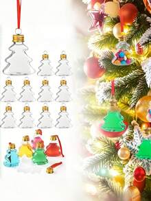10/1pc Refillable Christmas Tree Shaped Hanging Ornament, 50ml Clear Plastic Ball Bottle, DIY Fillable Color, Suitable For Christmas Tree, Holiday Party Decoration - Multicolor - View 2